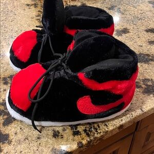 Kids' Black and Red Plush Slippers